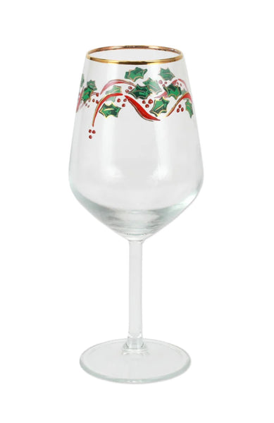 Holly Wine Glass