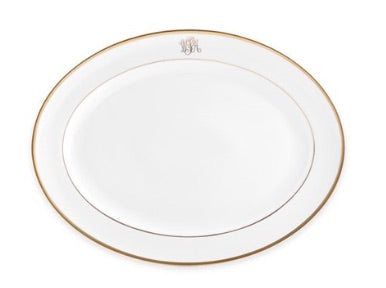 15" Monogrammed Platter White | Gold