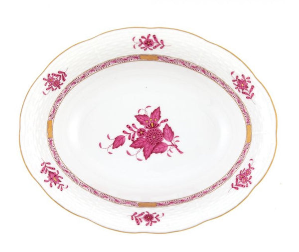 Chinese Bouquet Oval Vegetable Dish | Raspberry