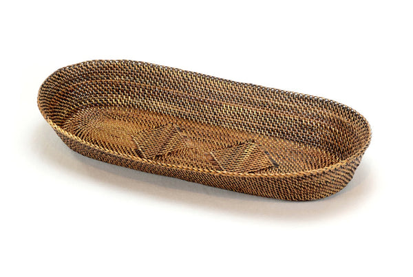 Rattan Oval Bread Basket with Edging | Large