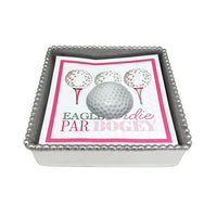 White Golf Ball Beaded Napkin Box Set