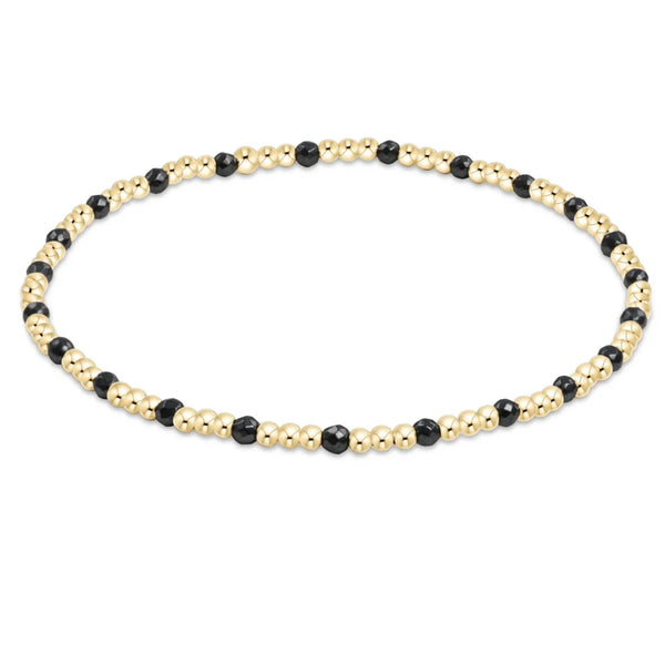 Gemstone Gold Sincerity Pattern 2mm Bead Bracelet - Faceted Hematite