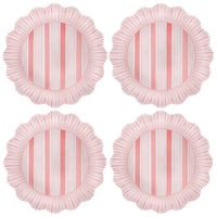 Cabana Stripe Melamine Dinner Plate Set/4 | Coral