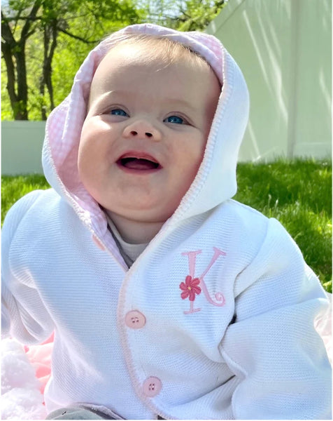 Lined Hoodie White/Pink | 12m
