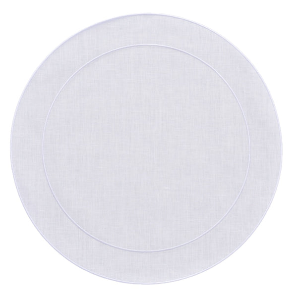 Linho Round Placemat White With White Trim