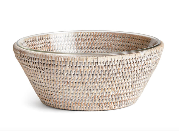 Burma Rattan Serving Bowl | White