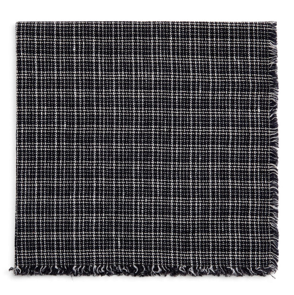 Washed Plaid Fringe Napkin | Black