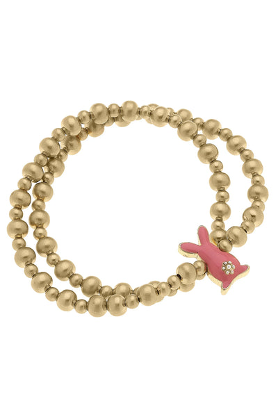 Cotton Tail 2-Row Ball Bead Stretch Bracelet