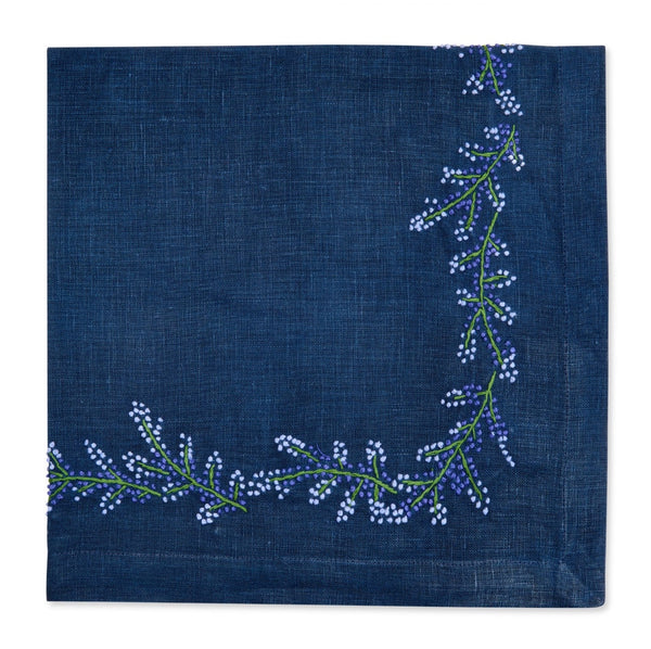 Floral Branch Napkin | Navy/Green