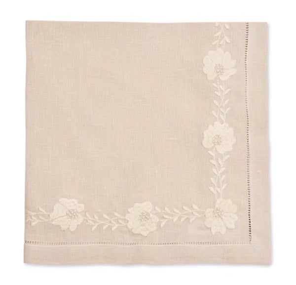 Floral Petal Embroidered Napkin | Taupe