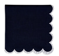 Petal Scallop Embroidered Napkin | Navy