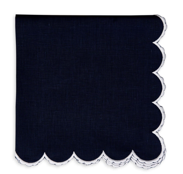 Petal Scallop Embroidered Napkin | Navy