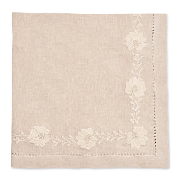 Floral Petal Embroidered Napkin | Taupe