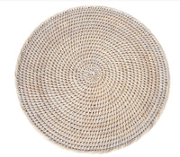 Rattan Round Placemat | White Wash