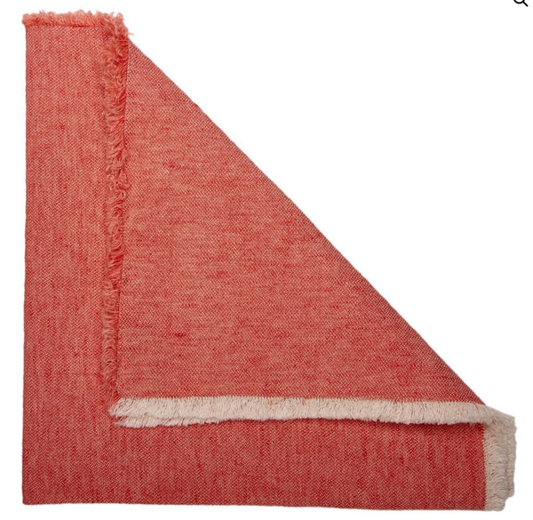 Washed Fringe Edge Napkin | Coral