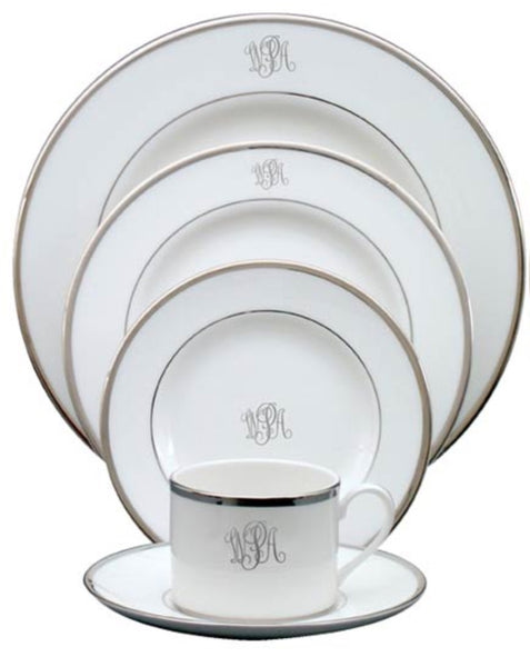 Monogrammed Dinner Plate Ivory | Platinum