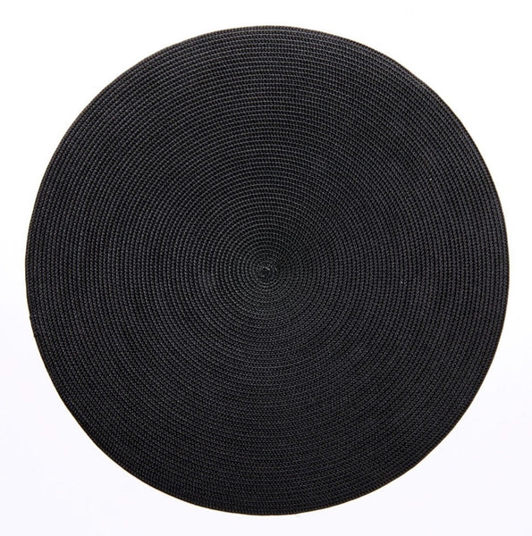 15" Round Linen Braid Placemat | Black