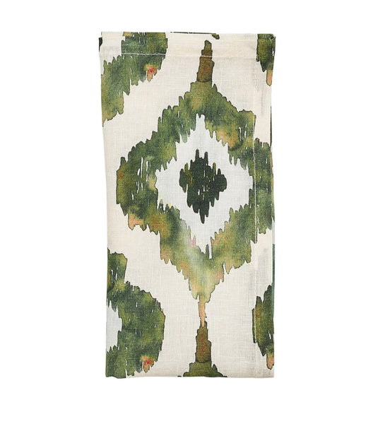 Watercolor Ikat Napkin | Olive