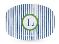 -L- Blue Simple Stripes Platter