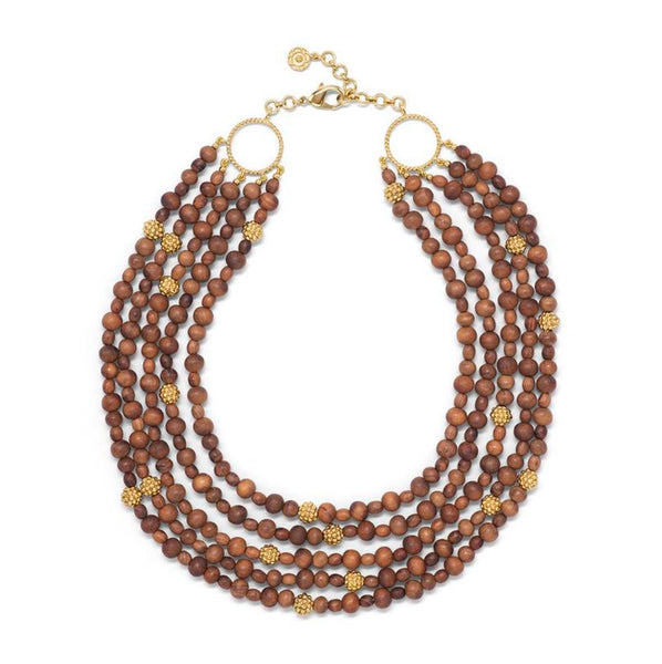 Earth Goddess Beads 5-Strand Necklace with Teak