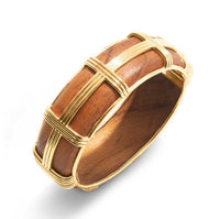 Gaia Hinged Bangle Gold/Teak | M/L