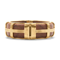 Gaia Hinged Bangle Gold/Teak | M/L