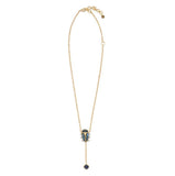 Scarab Lariat Necklace Blue Labradorite/Black Agate