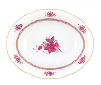 Chinese Bouquet Oval Vegetable Dish | Raspberry