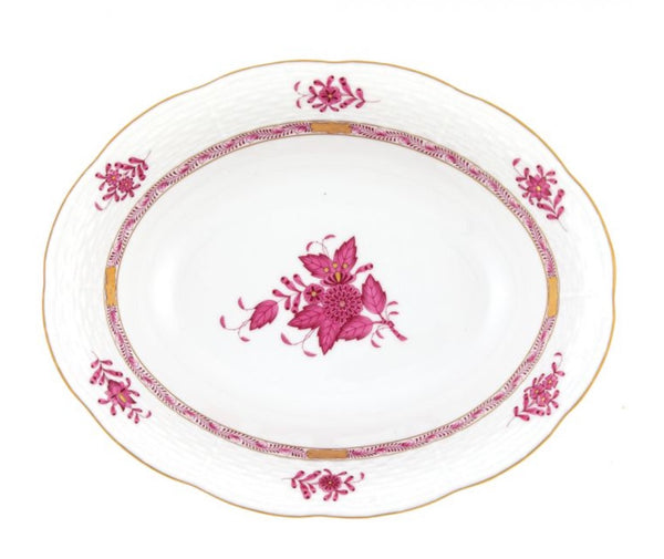 Chinese Bouquet Oval Vegetable Dish | Raspberry