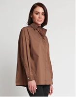 Sara Long Sleeve Pleated Back Shirt Caramel | XS