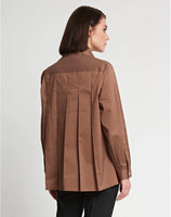 Sara Long Sleeve  Pleated Back Shirt Caramel | Large