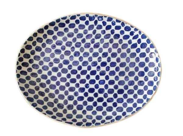 Med Oval Platter |Dot Cobalt