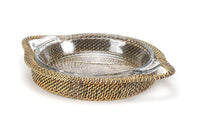 Round Basket W/Glass Pie Dish