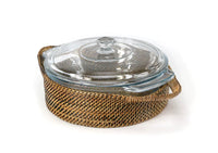 Round Basket W/Glass Casserole