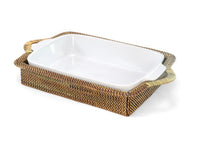 Rectangular Casserole Basket with Stoneware Roaster | 3QT