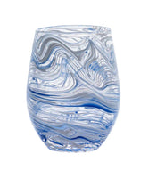 Puro Marbled Stemless Wine | Blue