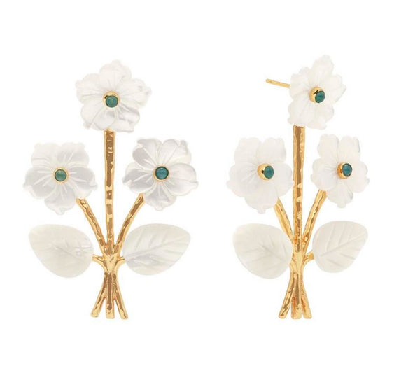 Mermaid Garden Bouquet Post Earrings | MOP Ocean Jade