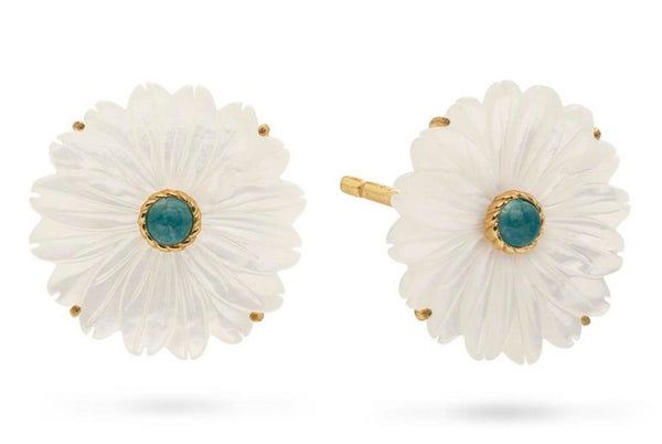 Mermaid Garden Flower Stud Earrings | MOP Ocean Jade