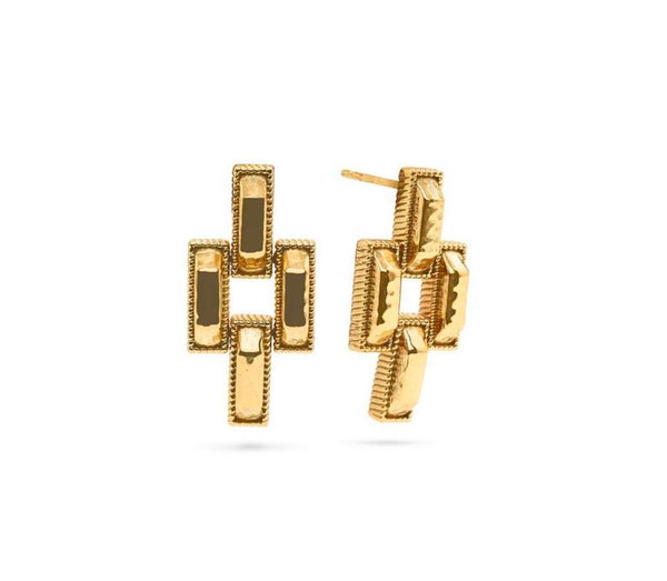 Pathway Post Small Link Earrings | Gold