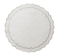 Linho Scallop Placemat Set 2 | White Platinum