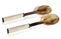 Horn Salad Servers with Bone Handles