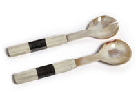 Horn Salad Servers with Bone Etched Handles