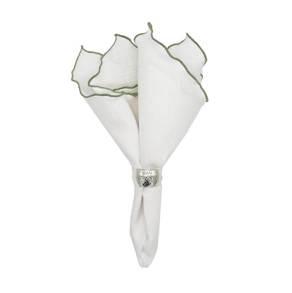 Lettuce Edge Napkin | White Scarab