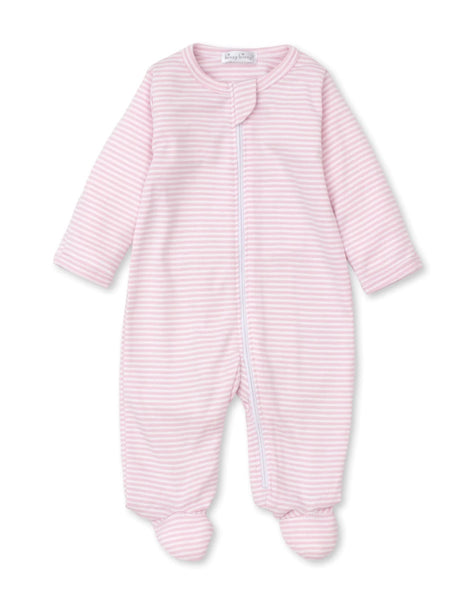 Stripes Zip Footie Pink | 0-3 Mo