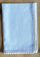 Crochet Edge  Linen Napkin | Sky
