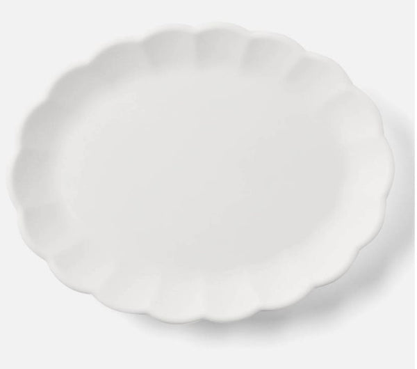 Iris Scallop Oval Platter Large | White