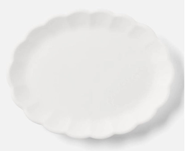 Iris Scallop Oval Platter Small | White