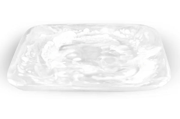Square Tray Medium | White Swirl