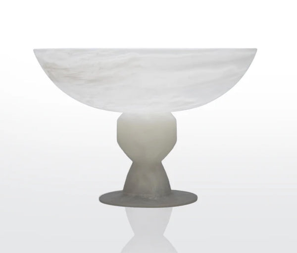 Footed Bowl Medium | White Swirl