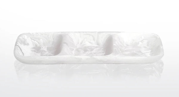 3 Part Tray Medium | White Swirl